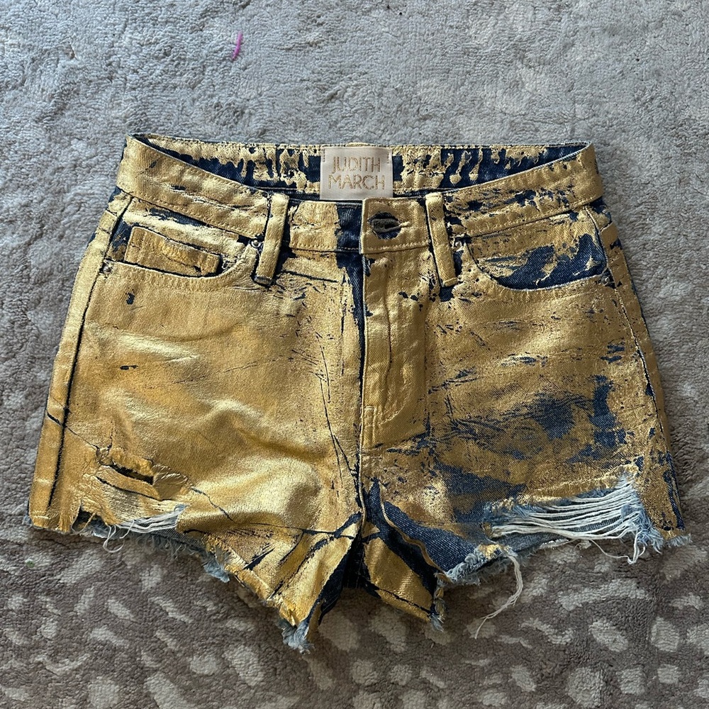 Judith March Gold and Blue Jean Shorts